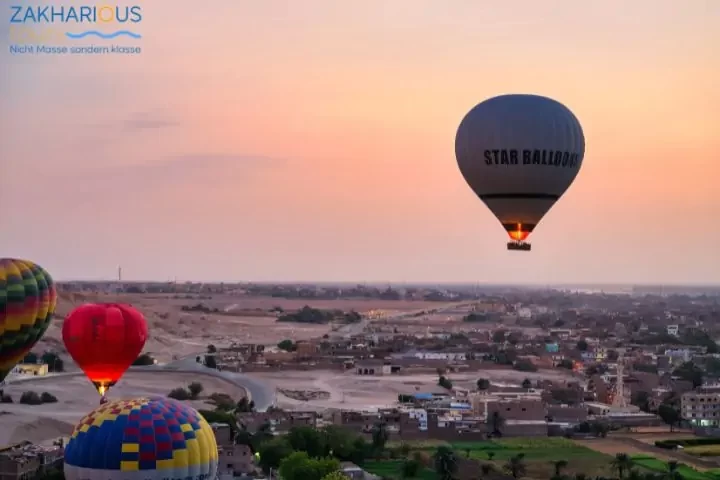 Hot air balloon tour at sunrise from Luxor
