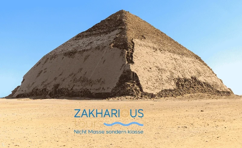 The Bent Pyramid of Dahshur with its changed angle and original limestone casing