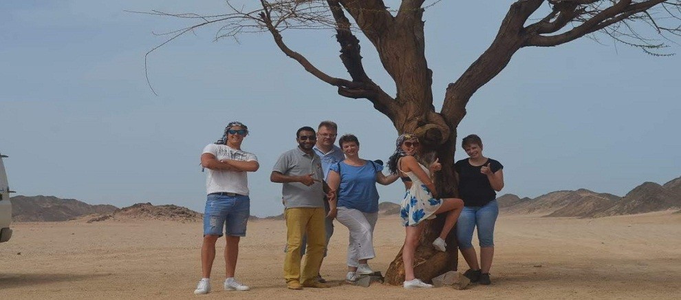 Jeep safari excursion at sunset in the desert of Hurghada