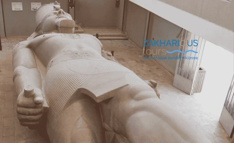 Reclining colossus of Ramesses II at the Memphis open-air museum in Mit Rahina