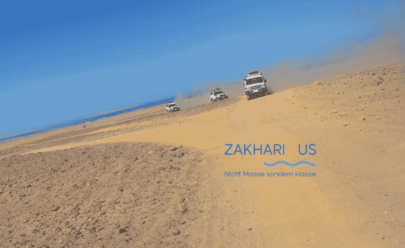 Jeep safari excursion at sunset in the desert of Hurghada