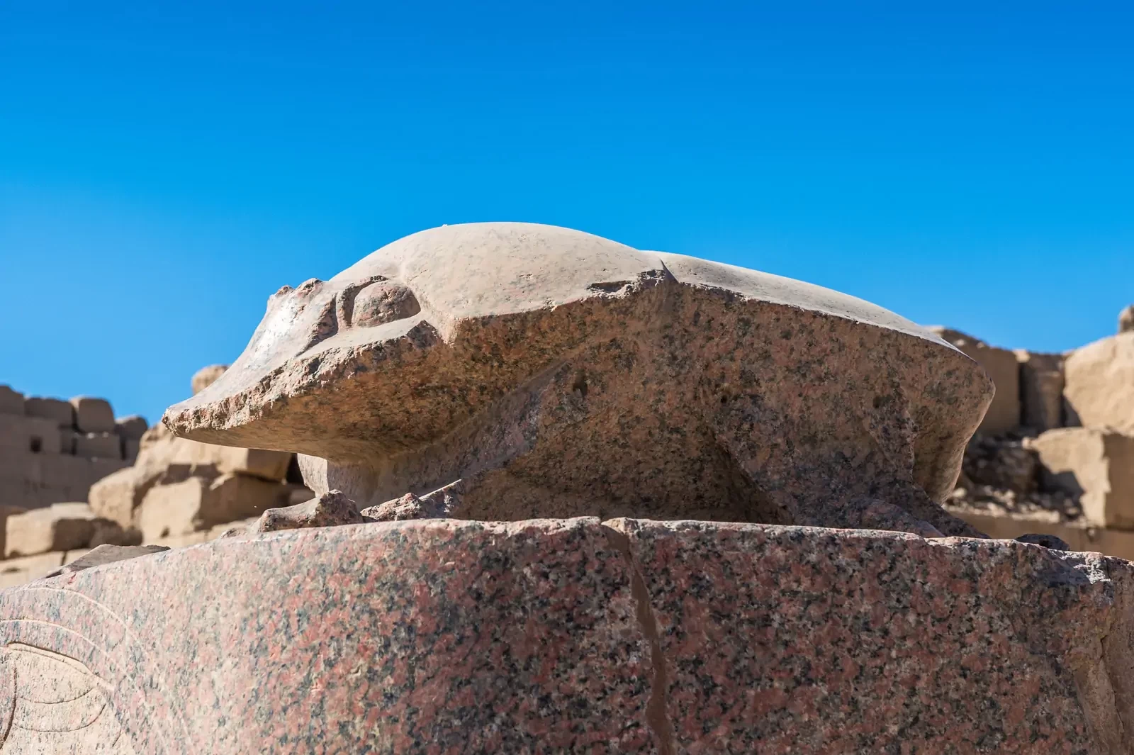 käfer statue, karnak tempel, neues reich, theben ost, luxor ägypten, hurghada sehenswürdigkeiten, hurghada ausflüge, Tagesausflug von hurghada nach Luxor zum Tal der Könige mit Mini-Bus 